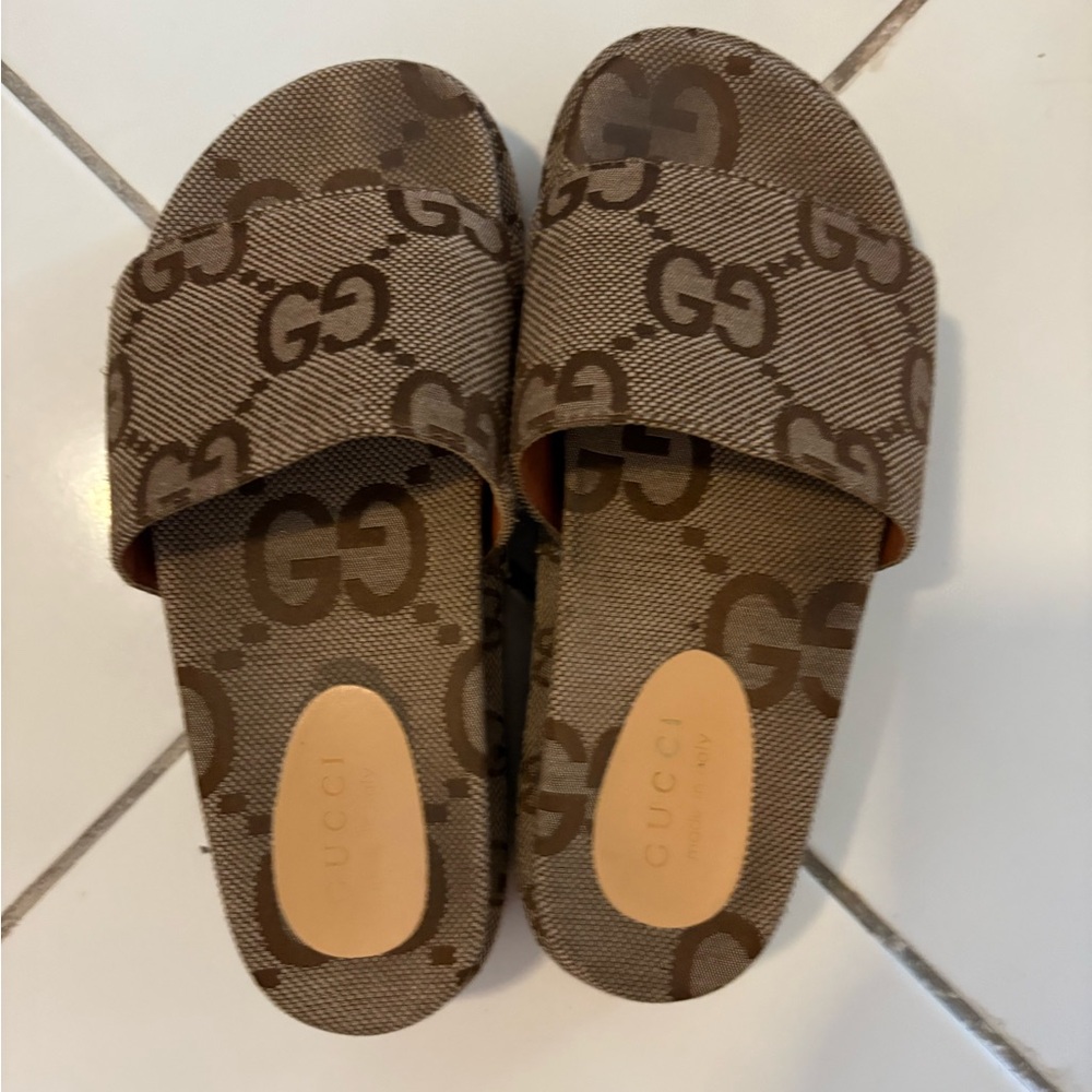 Gucci Brown GG Slide Sandals